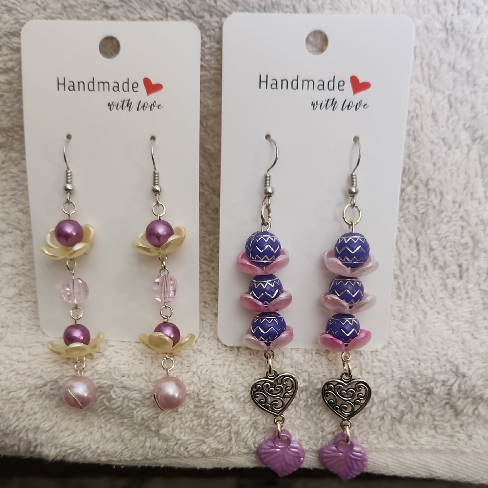 Handmade Purple and Pink Earrings Set